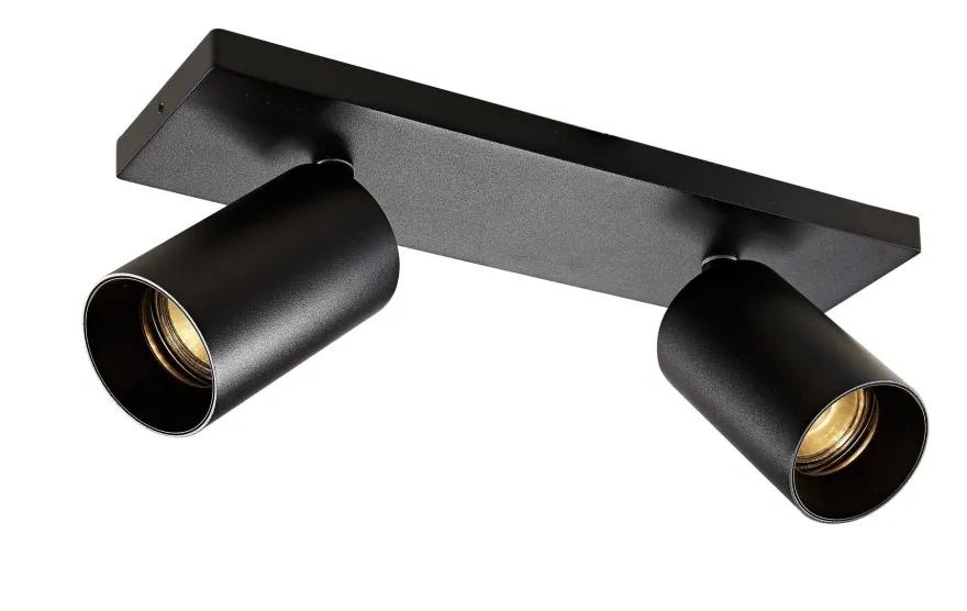 OZ K2 taklampe med 2 spotter - Svart