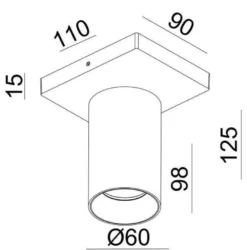 OZ K1 taklampe med 1 spott - Svart/gull