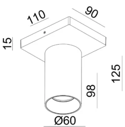 OZ K1 taklampe med 1 spott - Svart/Messing