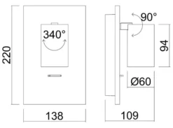 Oz K1 vegglampe m/USB - Hvit/Svart
