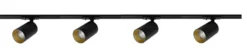 Oz spotskinne 4 spotter 2 meter - Svart/Gull