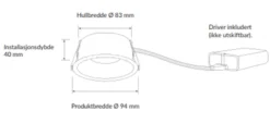 Plejd smart lavtbyggende spot / downlight 2200-4000K IP44 8W RA90