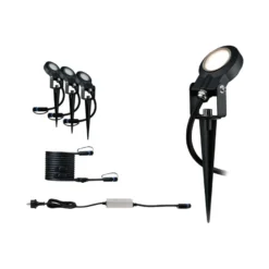 Plug & Shine Sting spot med spyd 6,4W 3000 Kelvin IP67 - 3 pakning startsett