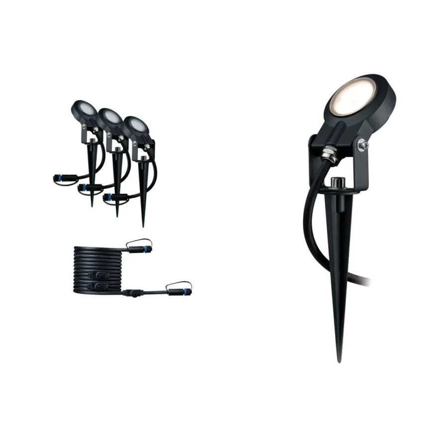 Plug & Shine Sting spot med spyd 6,4W 3000 Kelvin IP67 - 3 pakning utbyggingssett