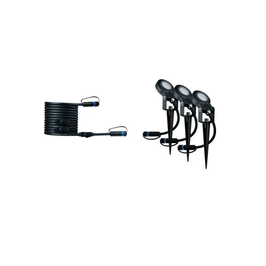 Plug & Shine Sting spot med spyd 6,4W 3000 Kelvin IP67 - 3 pakning utbyggingssett