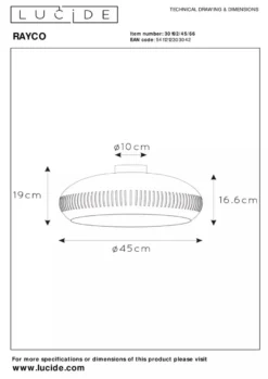 Rayco taklampe 45 cm - Rosa