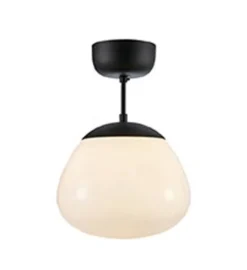 Rise taklampe - Svart/Opal hvit - Svart / Opal