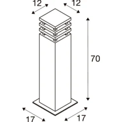 Rusty square pullert 71 cm IP55