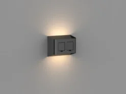 Søgne vegglampe utendørs opp/ned lys IP44 10W m/dobbel stikkontakt - Dimbar