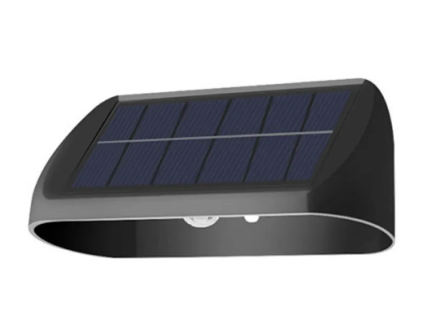 Solar vegglampe 2W 3000 Kelvin IP65 utendørs med solcelle