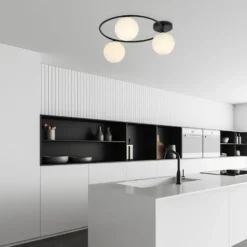 Sopra taklampe 3-lys - Svart/Opal