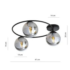Sopra taklampe 3-lys - Svart/Røykfarget