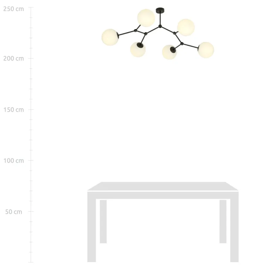 Space taklampe 6 lys - Svart/Opal