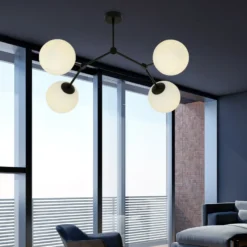 Space taklampe 4 lys - Svart/Opal