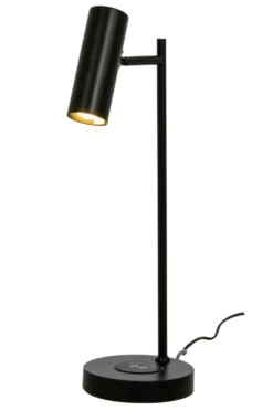 Tabela bordlampe med trådløs lader og USB - Svart