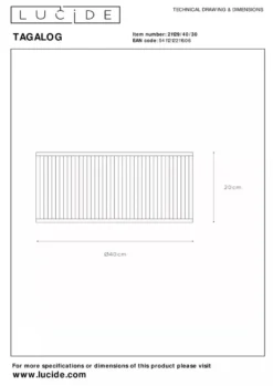 Tagalog taklampe 40 cm - Svart