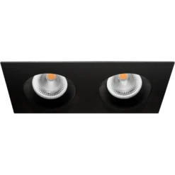 Tigrus Square Double 360° justerbare lavtbyggende downlight 2x7W 2700K IP44 - Svart