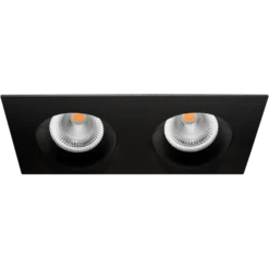 Tigrus Square Double 360° justerbare lavtbyggende downlight 2x8W 1800-3000K Dim2Warm IP44 - Svart