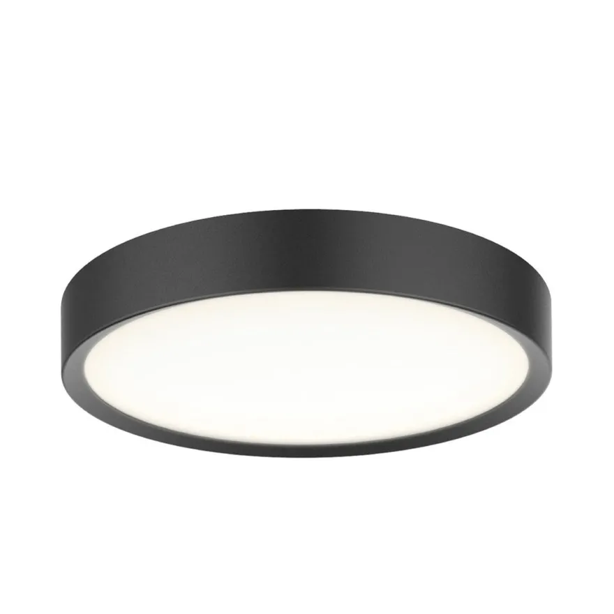 Universal taklampe 28 cm 3-step dim 12W 3000 Kelvin IP44 - Svart
